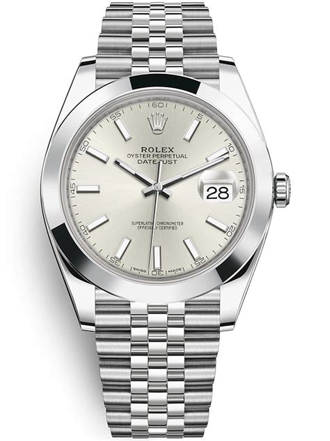 rolex datejust 41 silver dial smooth bezel